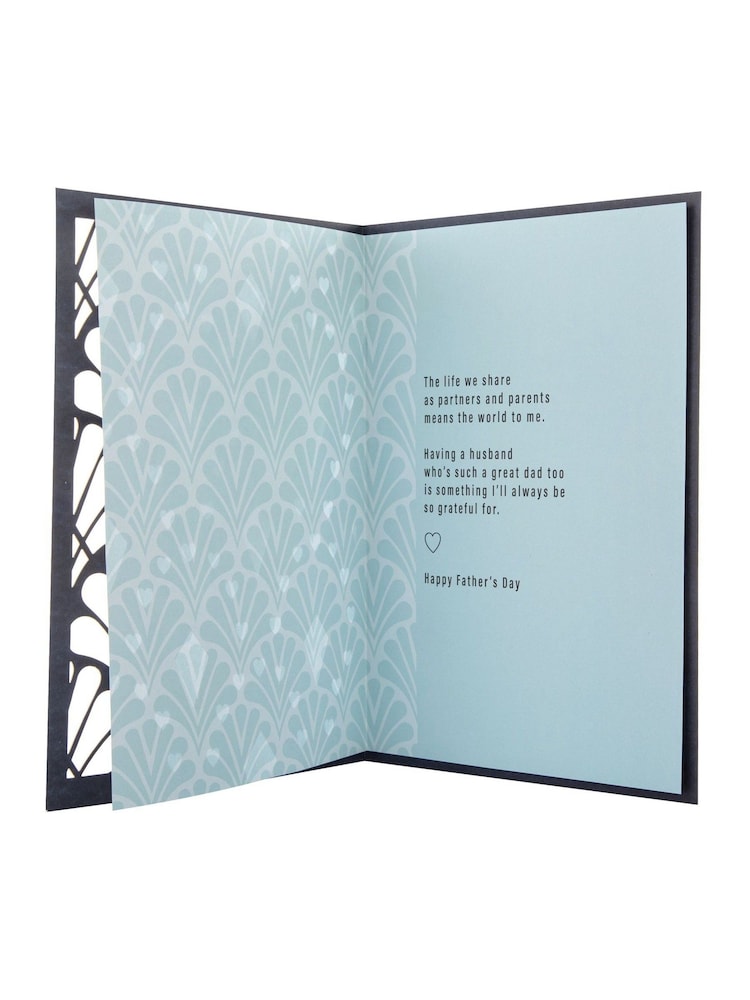 Hallmark Blue Father's Day Card For Husband Laser Cut Design Gift Set - Image 4 of 4