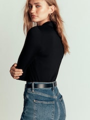 Boden Black Supersoft Open Collar Shirt - Image 3 of 5