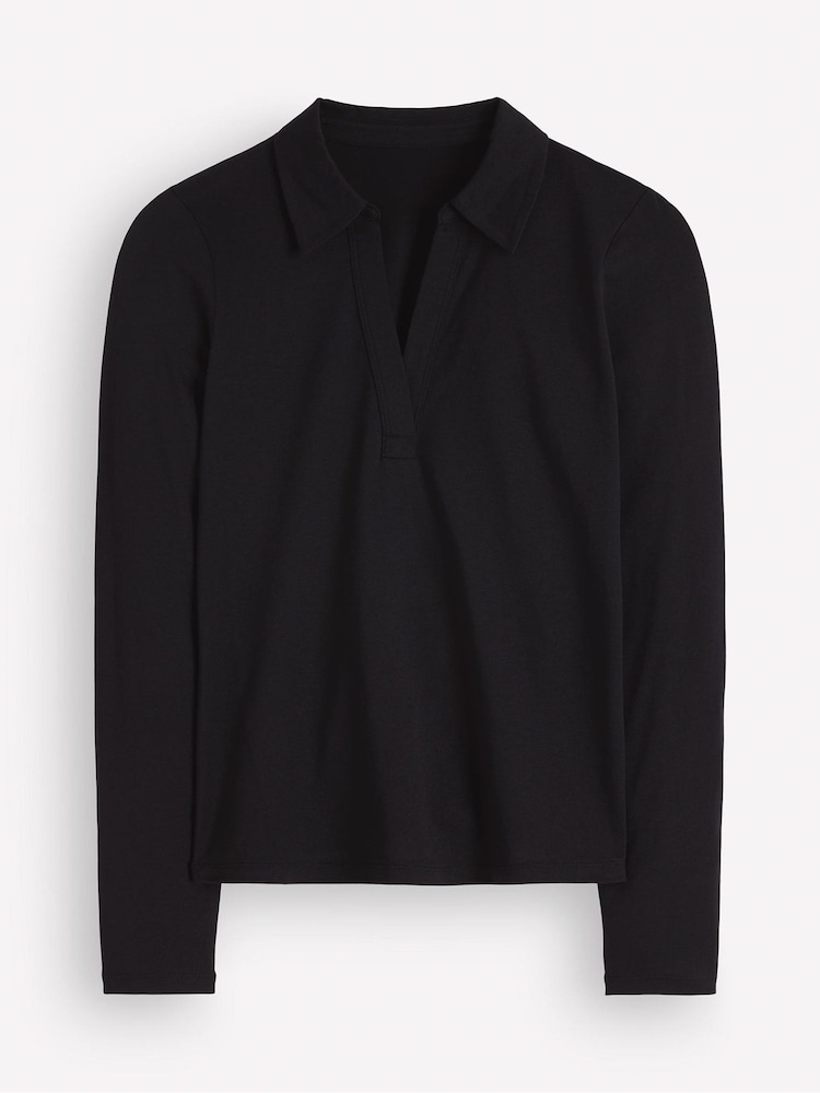 Boden Black Supersoft Open Collar Shirt - Image 5 of 5 Boden Black Supersoft Open Collar Shirt - Image 5 of 5