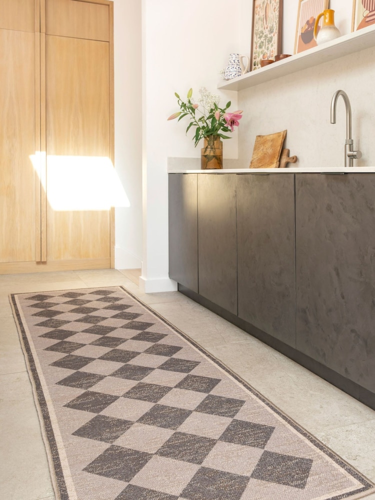 kukoon Brown Washable Suki Harlequin Jute Style Runner - Image 1 of 6 kukoon Brown Washable Suki Harlequin Jute Style Runner - Image 1 of 6