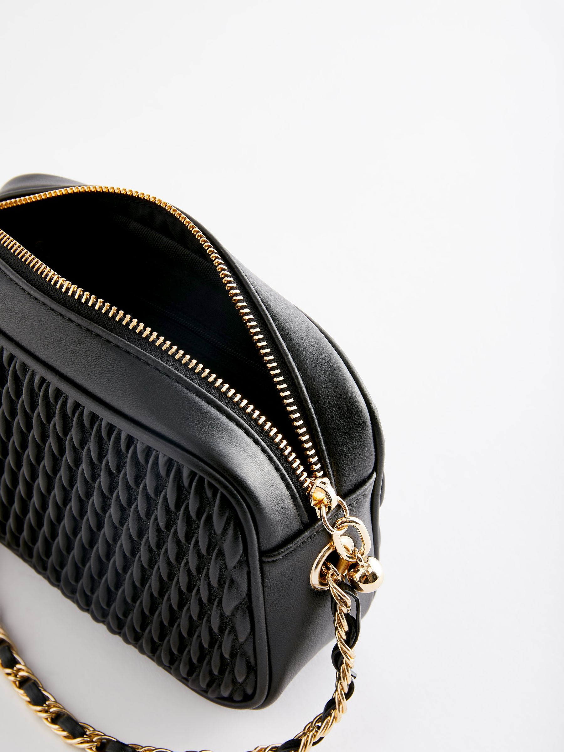 Black quilted camera bag cheap