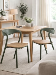 Fusion Living Set of 2 Olive Green Fusion Living Darley Dining ArmChairs - Image 1 of 5