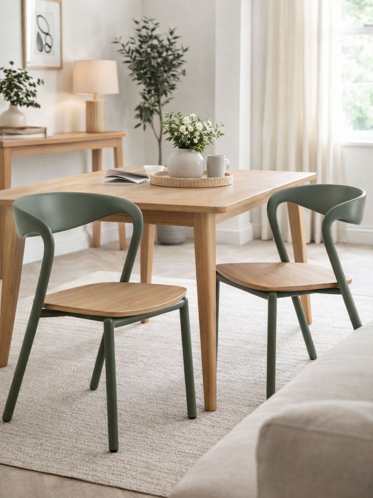 Fusion Living Set of 2 Olive Green Fusion Living Darley Dining ArmChairs - Image 1 of 5