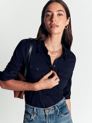 Boden Blue Seam Detail Jersey Shirt - Image 1 of 5