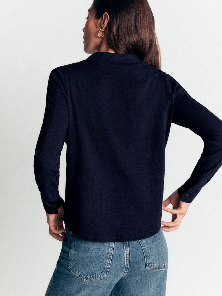 Boden Blue Seam Detail Jersey Shirt - Image 2 of 5 Boden Blue Seam Detail Jersey Shirt - Image 2 of 5