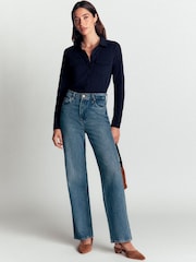 Boden Blue Seam Detail Jersey Shirt - Image 3 of 5