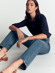 Boden Blue Seam Detail Jersey Shirt - Image 4 of 5