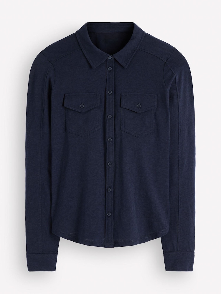 Boden Blue Seam Detail Jersey Shirt - Image 5 of 5 Boden Blue Seam Detail Jersey Shirt - Image 5 of 5
