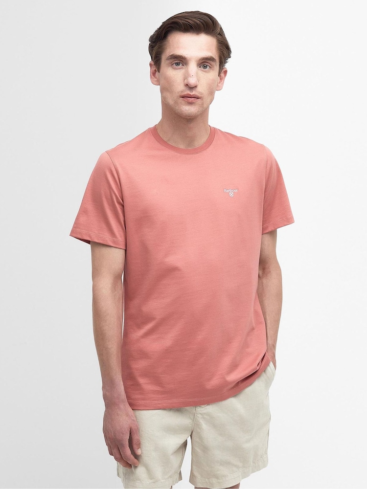 Barbour® Pink Clay Mens 100% Cotton Sports T-Shirt - Image 1 of 7