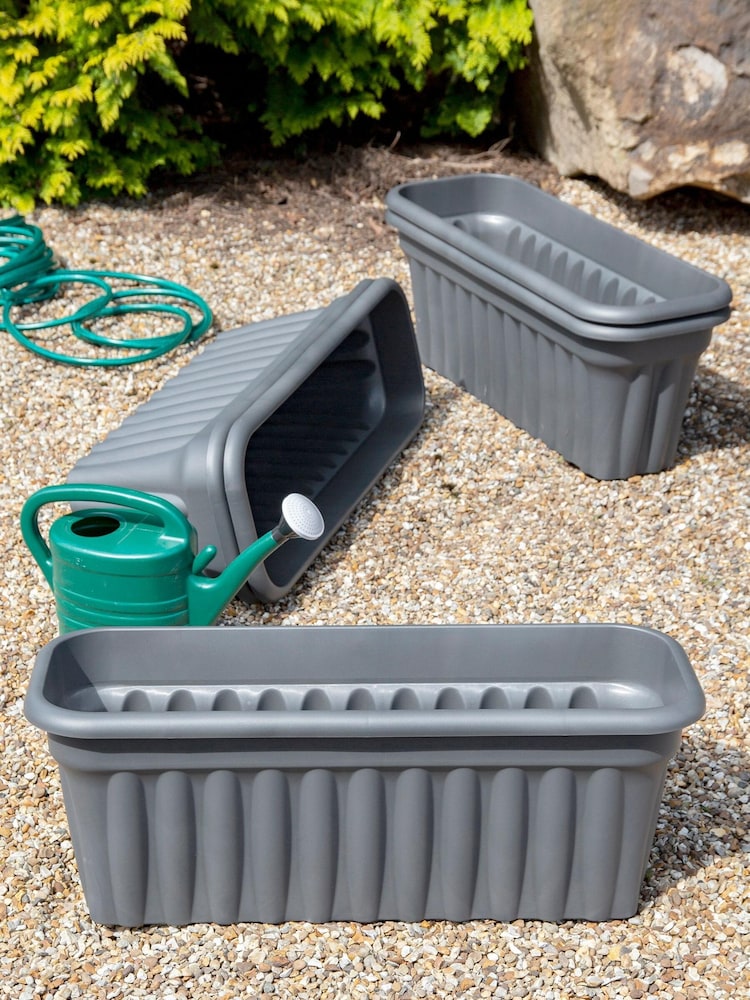 Wham Set of 5 Black Garden Vista 80cm Black Plastic Troughs - Image 1 of 4