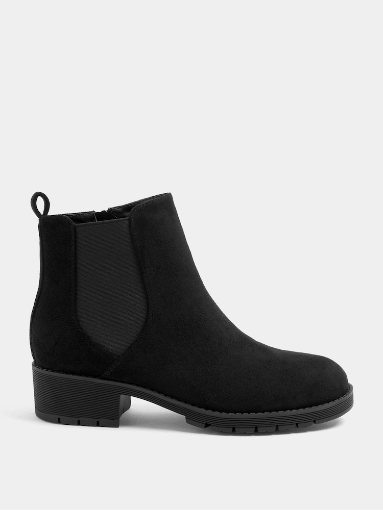 Yours Curve Black Wide Fit Faux Suede Chelsea Boots - Image 2 of 5 Yours Curve Black Wide Fit Faux Suede Chelsea Boots - Image 2 of 5