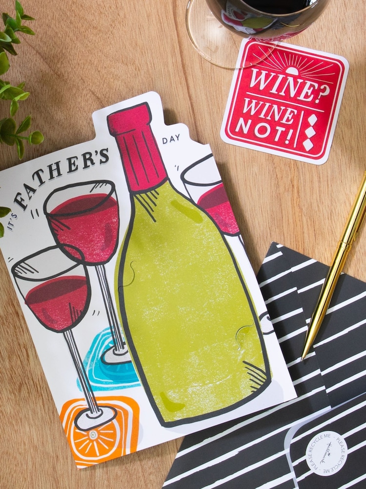Hallmark Green Father's Day Card With Wine Themed Coaster - Image 1 of 4