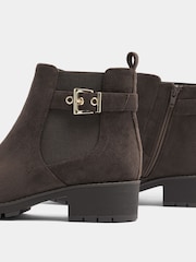 Yours Curve Brown Extra Wide Fit Faux Suede Buckle Stretch Ankle Boots - Image 5 of 5