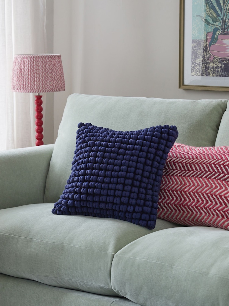 Navy 43 x 43cm Global Bobble Cushion - Image 1 of 5