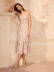 Mint Velvet Orange Linen Blend Midi Dress - Image 2 of 8