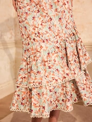 Mint Velvet Orange Linen Blend Midi Dress - Image 3 of 8