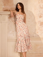 Mint Velvet Orange Linen Blend Midi Dress - Image 4 of 8