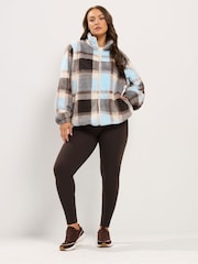 Yours Curve Brown Checked Zip Through Fleece - Image 2 of 6