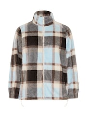 Yours Curve Brown Checked Zip Through Fleece - Image 5 of 6