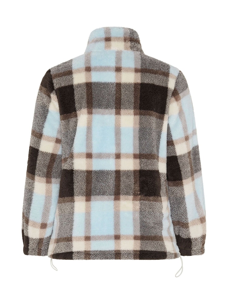 Yours Curve Brown Checked Zip Through Fleece - Image 6 of 6