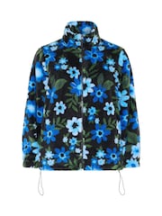 Yours Curve Blue Floral Print Zip Through Fleece - Image 5 of 6