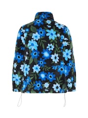 Yours Curve Blue Floral Print Zip Through Fleece - Image 6 of 6