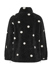 Yours Curve Black Polka Dot Zip Through Fleece - Image 6 of 6