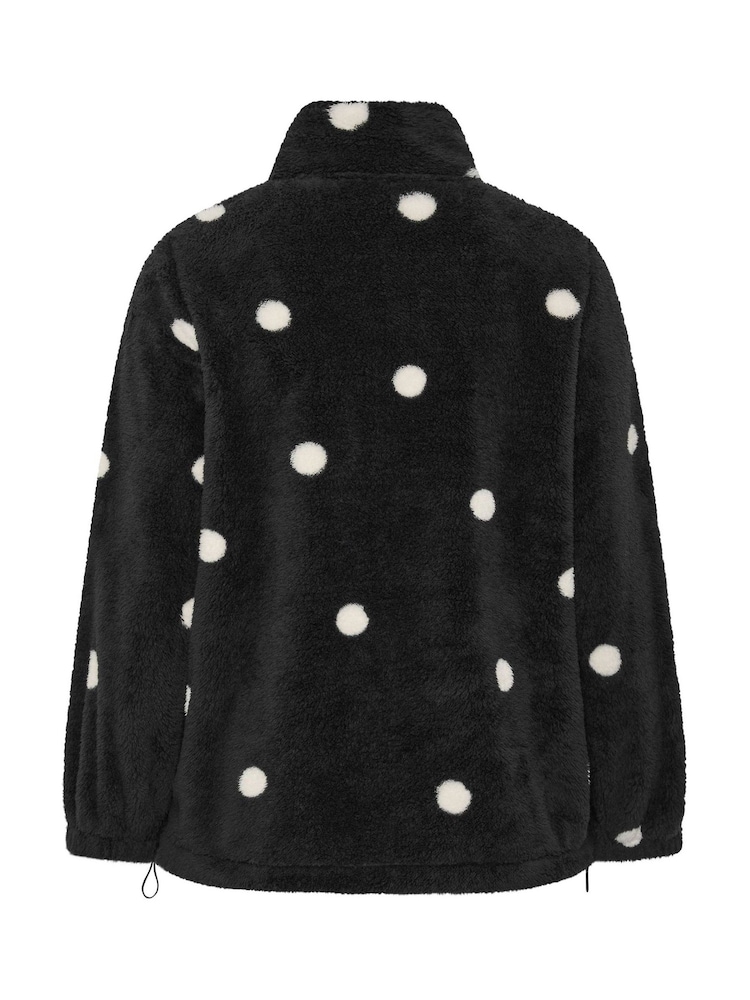 Yours Curve Black Polka Dot Zip Through Fleece - Image 6 of 6 Yours Curve Black Polka Dot Zip Through Fleece - Image 6 of 6
