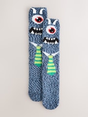 Blue Monster Fun Fluffy Novelty Socks in Box 1 Pack - Image 6 of 6