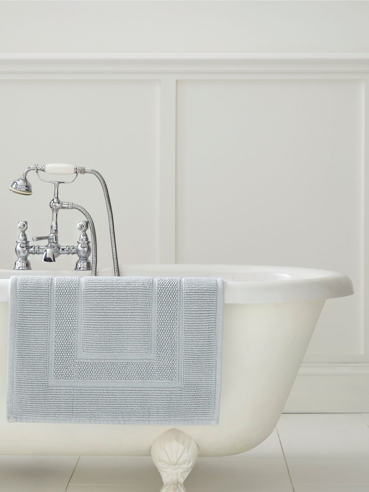 Laura Ashley Seaspray Blue Cotton Border 100% Cotton Bath Mat - Image 1 of 2