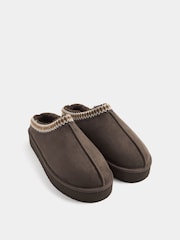Yours Curve Brown Wide Fit Faux Suede Embroidered Mules - Image 2 of 4