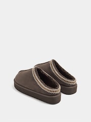 Yours Curve Brown Wide Fit Faux Suede Embroidered Mules - Image 4 of 4