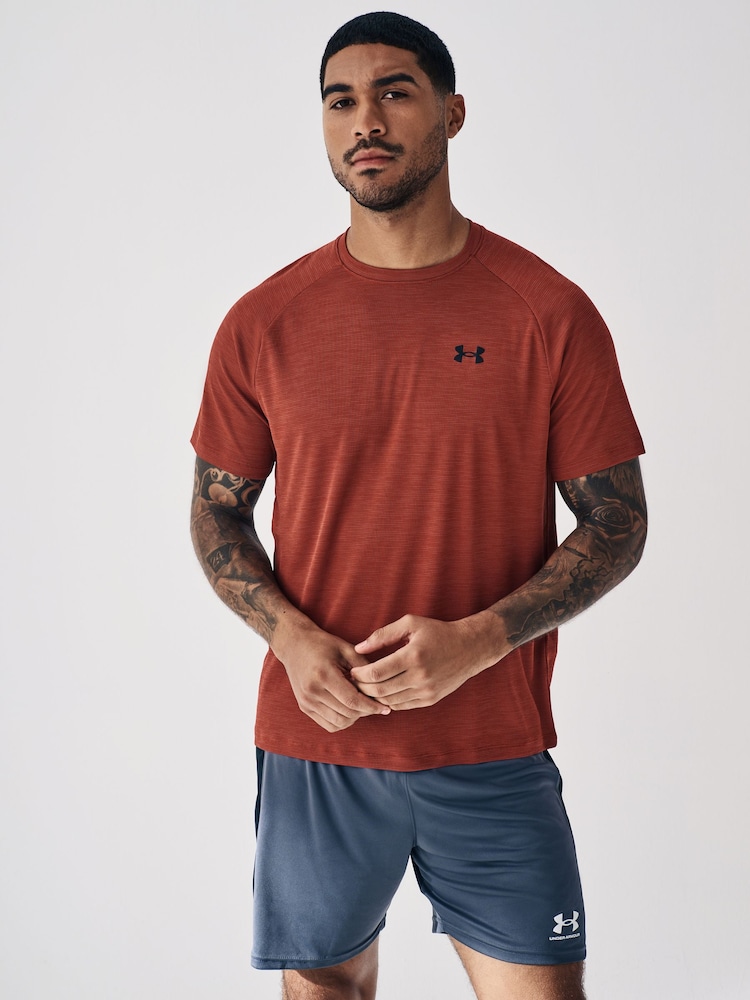 Under Armour Orange Tech Textured T-Shirt - Image 1 of 8 Under Armour Orange Tech Textured T-Shirt - Image 1 of 8