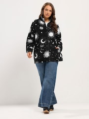 Yours Curve Black Celestial Zip Through Fleece - Image 2 of 6