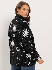 Yours Curve Black Celestial Zip Through Fleece - Image 3 of 6
