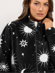 Yours Curve Black Celestial Zip Through Fleece - Image 4 of 6