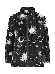 Yours Curve Black Celestial Zip Through Fleece - Image 5 of 6