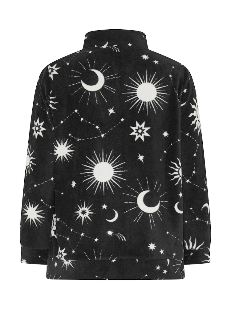 Yours Curve Black Celestial Zip Through Fleece - Image 6 of 6
