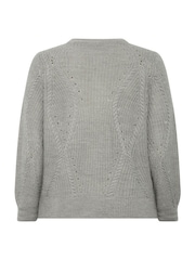 Yours Curve Grey Pointelle Knit Cardigan - Image 6 of 6