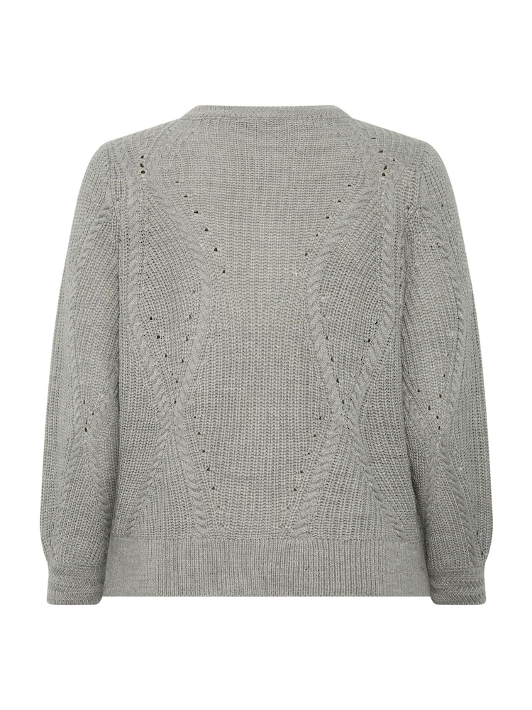 Yours Curve Grey Pointelle Knit Cardigan - Image 6 of 6 Yours Curve Grey Pointelle Knit Cardigan - Image 6 of 6
