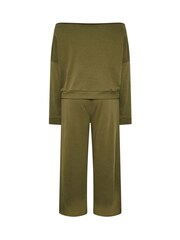 Yours Curve Green Off Shoulder Sweatshirt & Wide Leg Joggers Set - Image 6 of 6