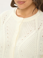 Yours Curve White Pointelle Knit Cardigan - Image 4 of 6