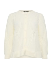Yours Curve White Pointelle Knit Cardigan - Image 5 of 6