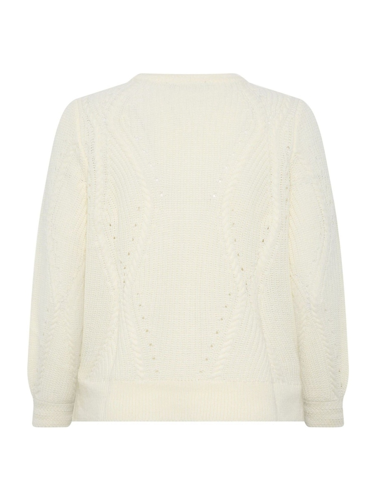 Yours Curve White Pointelle Knit Cardigan - Image 6 of 6 Yours Curve White Pointelle Knit Cardigan - Image 6 of 6