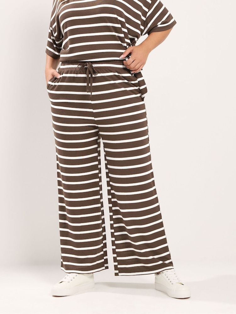 Yours Curve Stripe Tie Waist Trousers - صورة 1 من 6 Yours Curve Stripe Tie Waist Trousers - صورة 1 من 6