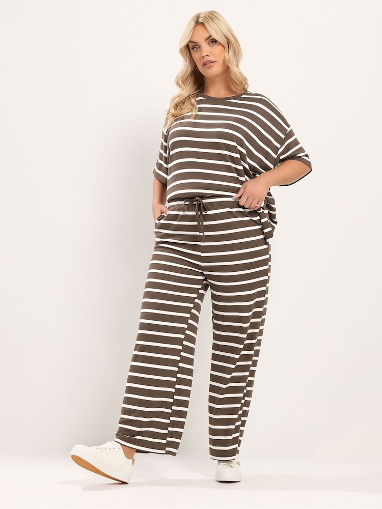 Yours Curve Stripe Tie Waist Trousers - صورة 2 من 6 Yours Curve Stripe Tie Waist Trousers - صورة 2 من 6