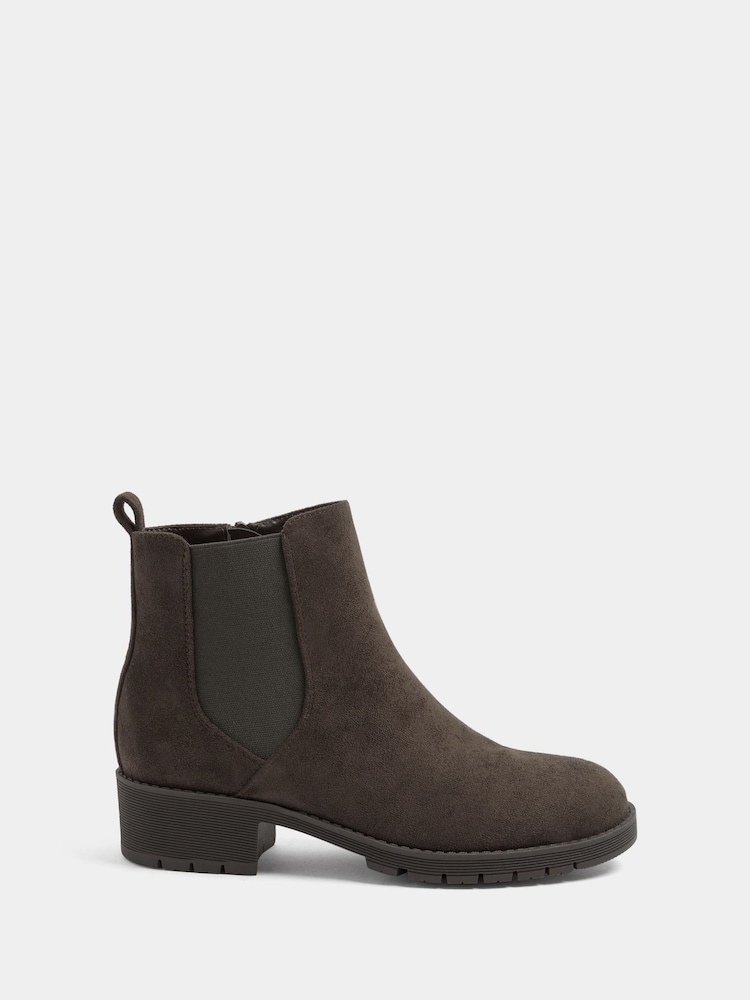 Yours Curve Brown Extra Wide Fit Faux Suede Chelsea Boots - Image 2 of 5 Yours Curve Brown Extra Wide Fit Faux Suede Chelsea Boots - Image 2 of 5