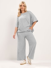 رمادي - Yours Curve Tie Waist Trousers - صورة 2 من 6