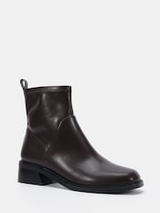Novo Brown Danni Flat Stretch Zip Square Toe Ankle Boots - Image 3 of 6