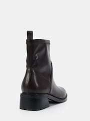 Novo Brown Danni Flat Stretch Zip Square Toe Ankle Boots - Image 4 of 6